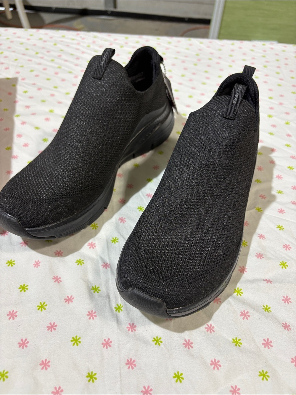 Skechers Women's Black Slip-On Knit Sneakers